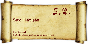 Sax Mátyás névjegykártya